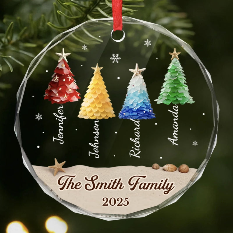 Custom Circle Glass Ornament - Personalized Christmas Birthday Gifts For Mom, Dad, Brother, Sister, Kids - Where Joy Finds Home