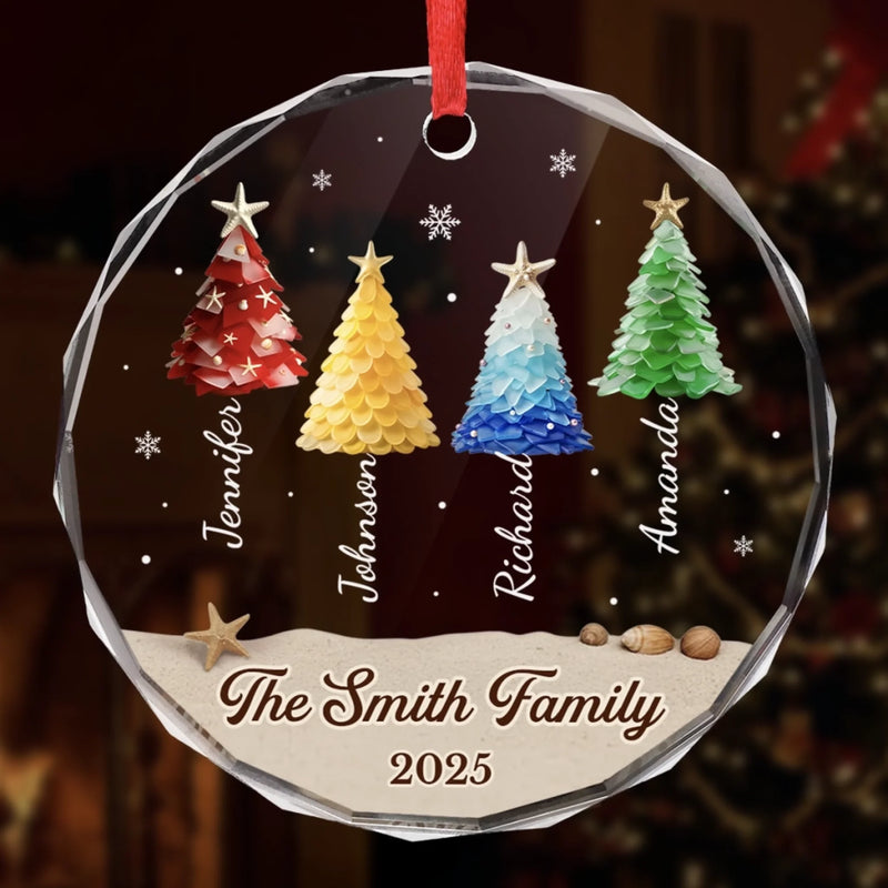 Custom Circle Glass Ornament - Personalized Christmas Birthday Gifts For Mom, Dad, Brother, Sister, Kids - Where Joy Finds Home