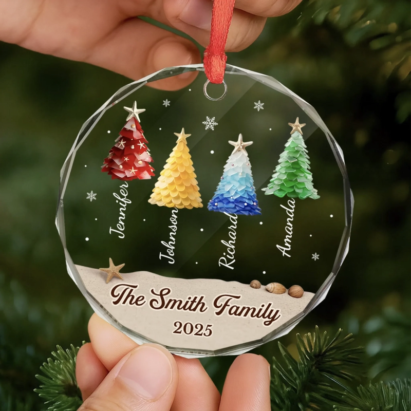 Custom Circle Glass Ornament - Personalized Christmas Birthday Gifts For Mom, Dad, Brother, Sister, Kids - Where Joy Finds Home