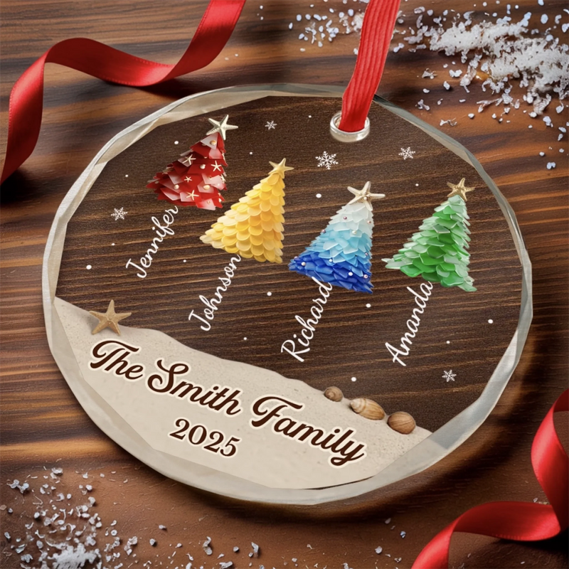 Custom Circle Glass Ornament - Personalized Christmas Birthday Gifts For Mom, Dad, Brother, Sister, Kids - Where Joy Finds Home