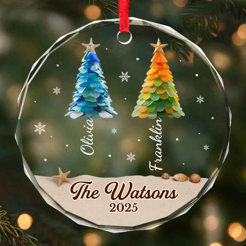 Custom Circle Glass Ornament - Personalized Christmas Birthday Gifts For Mom, Dad, Brother, Sister, Kids - Where Joy Finds Home