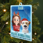 Custom Name Christmas Girl and Dog Gifts - Personalized Ornament