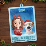Custom Name Christmas Girl and Dog Gifts - Personalized Ornament