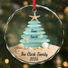Custom Sea Glass Circle Glass Ornament - Personalized Christmas Birthday Gifts For Mom, Dad, Brother, Sister, Kids, Beach Lovers - Tides Keep Us Close