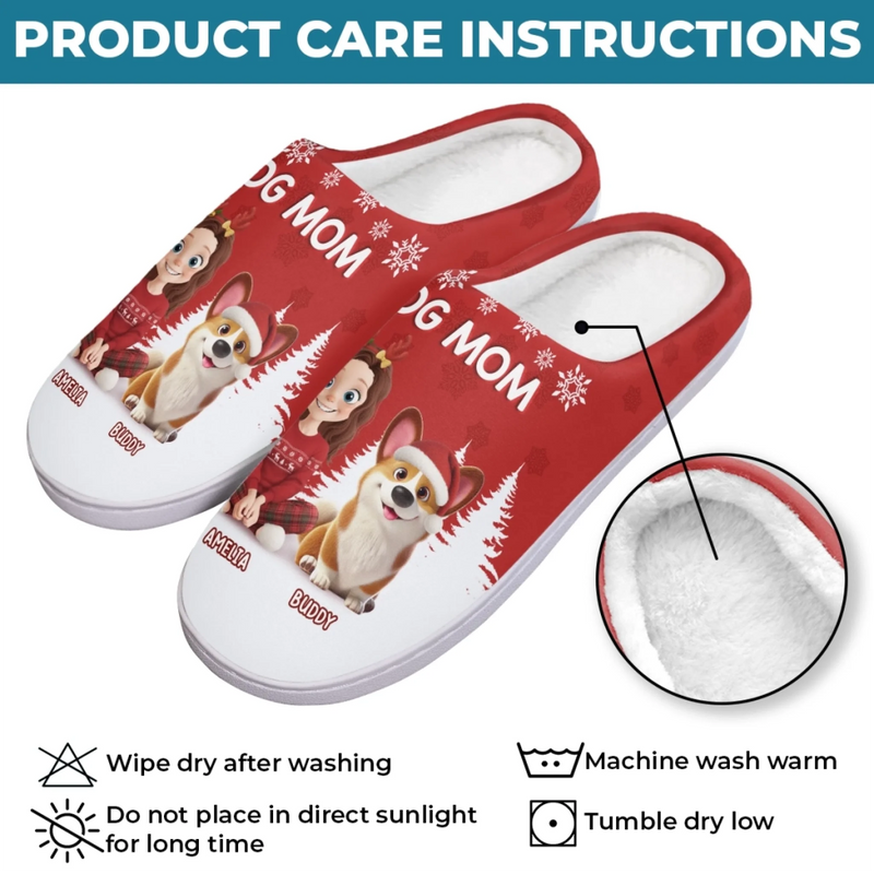 Custom Fluffy Slippers - Personalized Christmas Birthday Gifts For Dog Lovers, Dog Dad And Mom - Pawfect Vibes Only