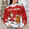 Custom Unisex Ugly Sweatshirt - Personalized  Christmas Birthday Gifts For Cat Lovers, Cat Mom And Dad - Meow And Merry On