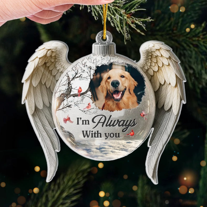 Custom Photo Acrylic Ornament - Personalized Pet Christmas Memorial Sympathy Gifts For Dogs, Cats - Forever In Our Hearts Pawprints Remain