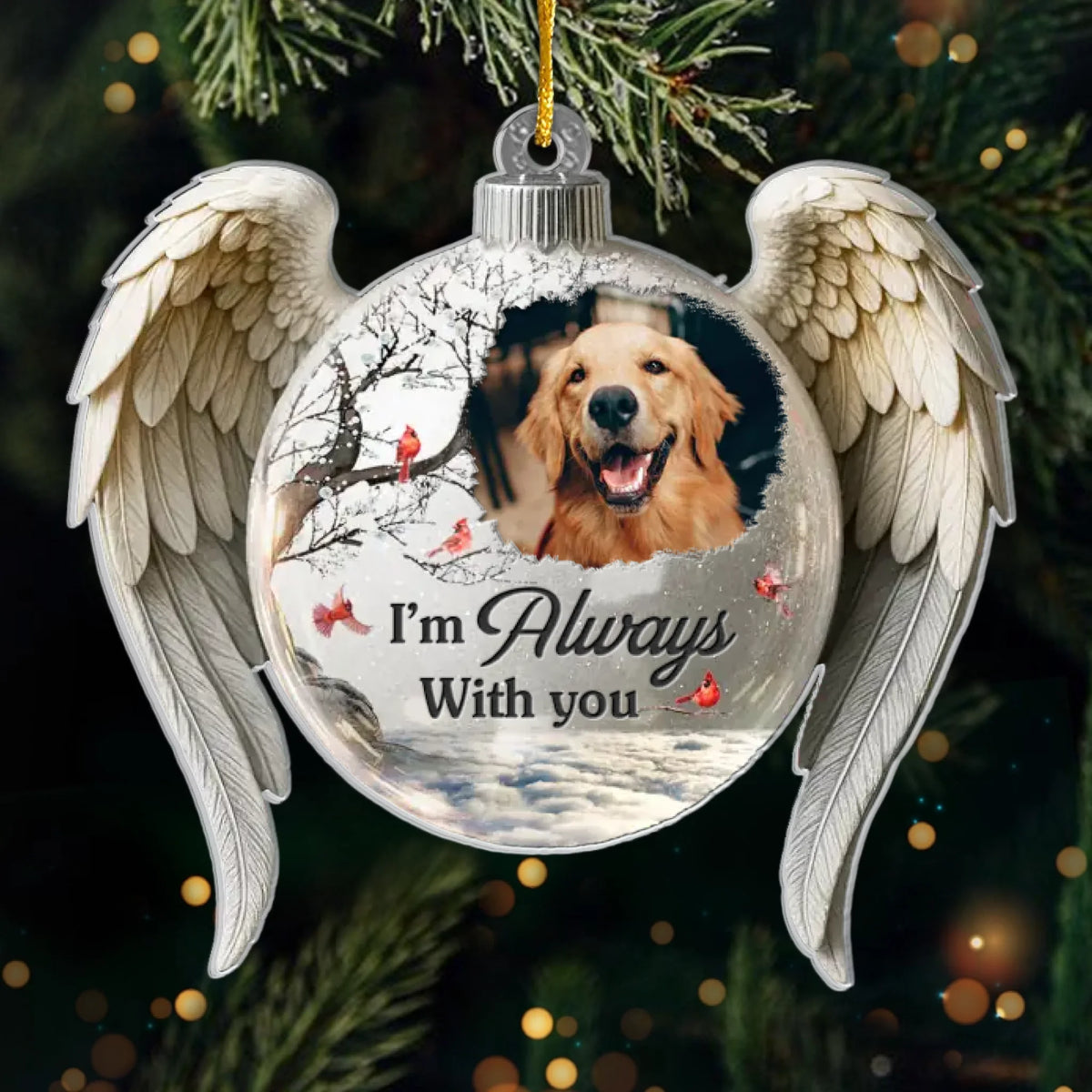 Custom Photo Acrylic Ornament - Personalized Pet Christmas Memorial Sympathy Gifts For Dogs, Cats - Forever In Our Hearts Pawprints Remain