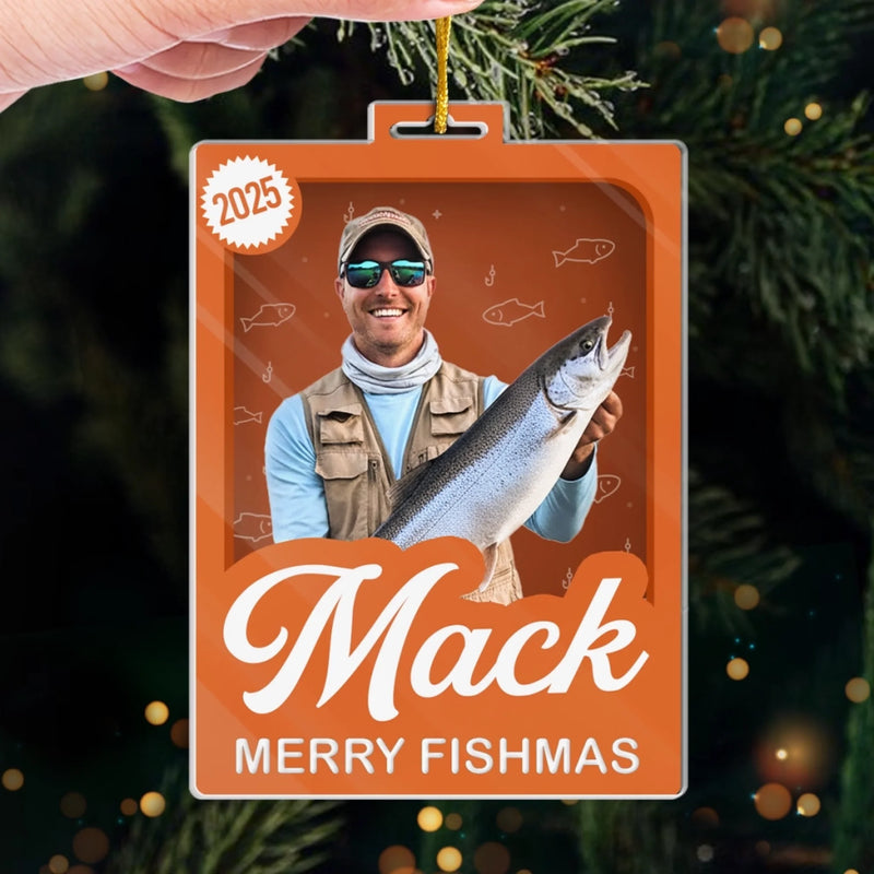 Custom Photo Toy Box Acrylic Ornament - Personalized Christmas Birthday Fishing Gifts For Fisherman - Just Call Me Santa’s Fisherman