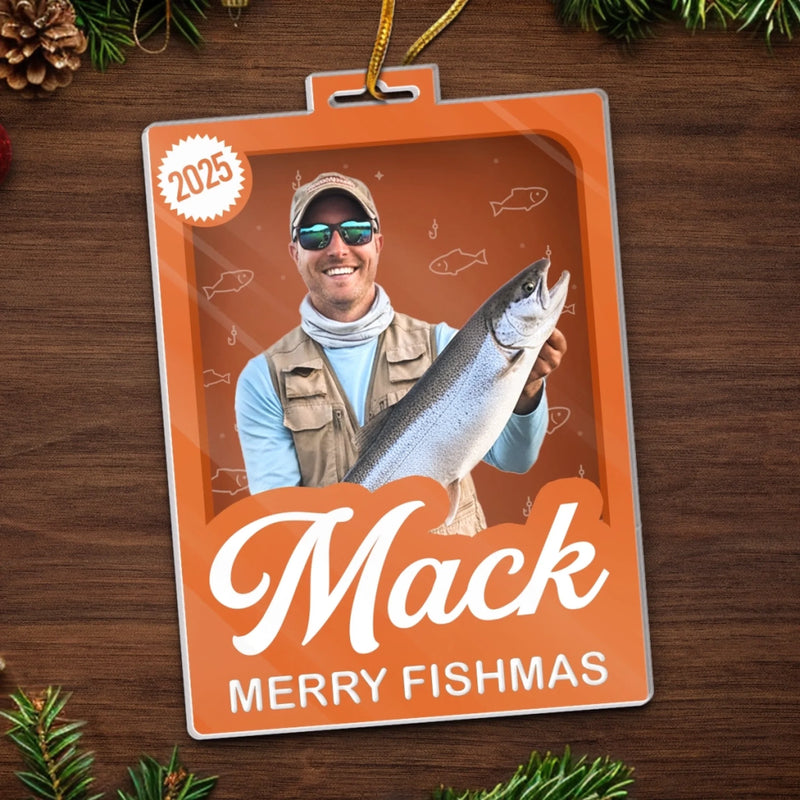 Custom Photo Toy Box Acrylic Ornament - Personalized Christmas Birthday Fishing Gifts For Fisherman - Just Call Me Santa’s Fisherman