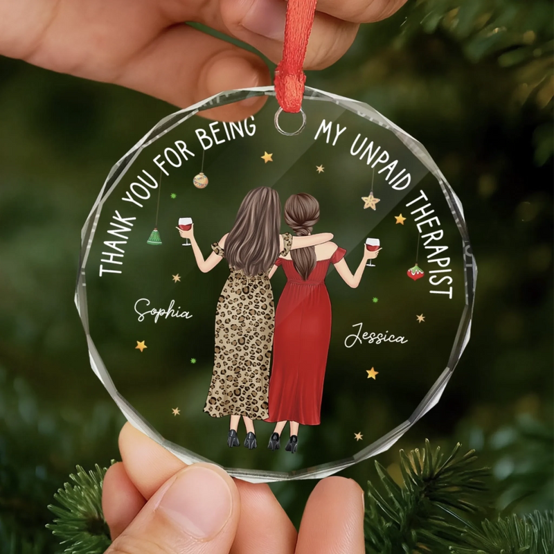 Custom Circle Glass Ornament - Personalized Best Friend Christmas Birthday Gifts For Women, Besties, Sisters, BFF - We’re The Perfect Mess