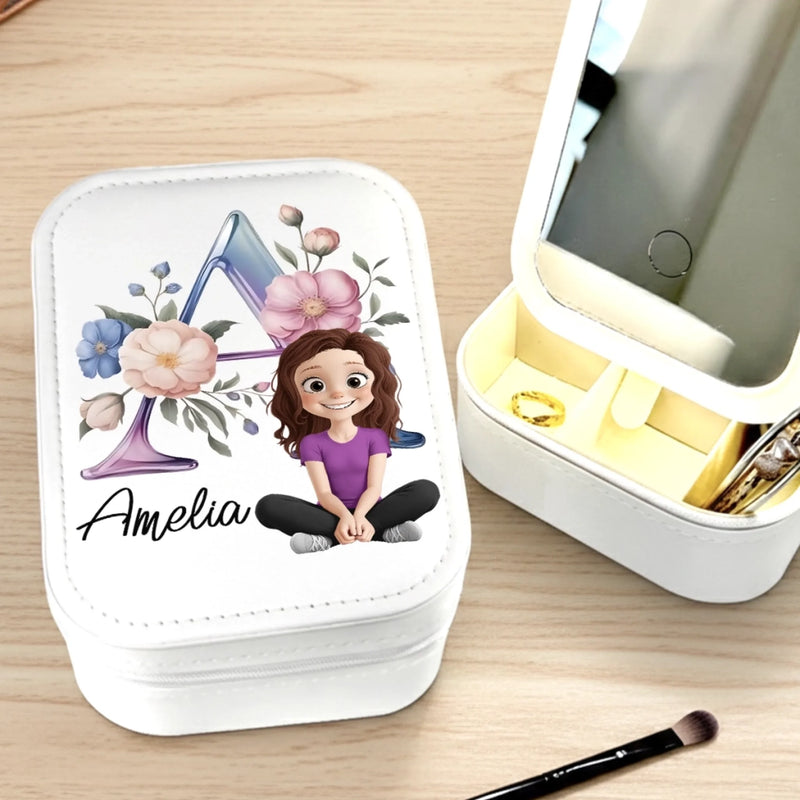 Custom Jewelry Box LED Makeup - Personalized Birthday Gifts For Besties, Sisters, BFF, Family, Yourself - Growing Through Every Little Moment