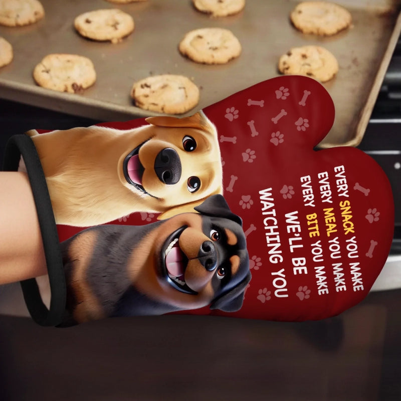 Custom Oven Mitt And Pot Holder Set - Personalized Christmas Birthday Gifts For Mom, Grandma, Dog Cat Lovers - Love Is Furry And Endless
