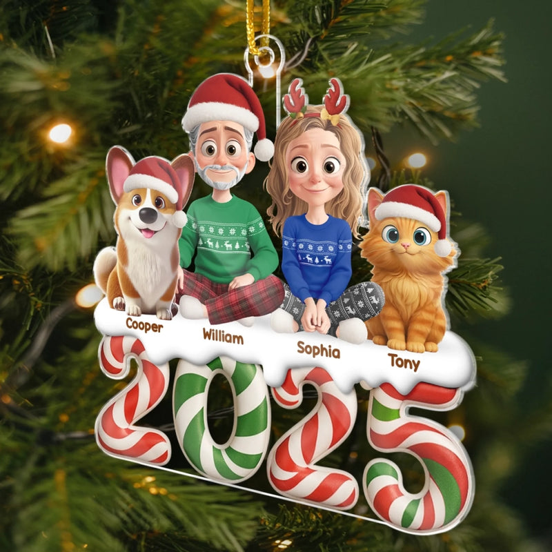 Custom Acrylic Ornament - Personalized Christmas Birthday Gifts For Family, Dog Cat Lovers - Our Cozy Little Crew
