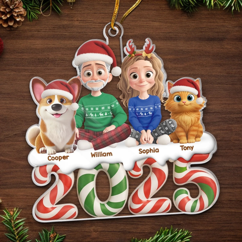 Custom Acrylic Ornament - Personalized Christmas Birthday Gifts For Family, Dog Cat Lovers - Our Cozy Little Crew