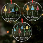 Custom Circle Glass Ornament - Personalized Christmas Birthday Gifts For Mom, Dad, Brother, Sister, Kids - Home Is Merrier With Family