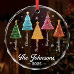 Custom Circle Glass Ornament - Personalized Christmas Birthday Gifts For Mom, Dad, Brother, Sister, Kids - Home Is Merrier With Family