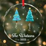 Custom Circle Glass Ornament - Personalized Christmas Birthday Gifts For Mom, Dad, Brother, Sister, Kids - Home Is Merrier With Family