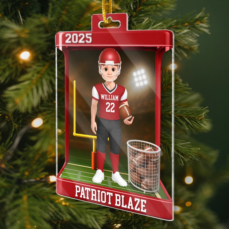 Custom American Football Acrylic Ornament - Personalized Christmas Birthday American Football Gifts For Football Lovers, Sports Fans, Sports Lovers - Born To Play