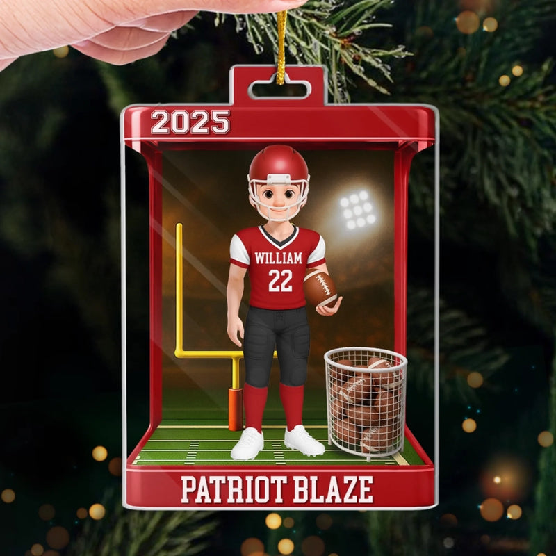 Custom American Football Acrylic Ornament - Personalized Christmas Birthday American Football Gifts For Football Lovers, Sports Fans, Sports Lovers - Born To Play