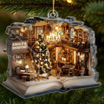 Custom Acrylic Ornament - Personalized Christmas Bookish Gifts For Book Lovers, Bookworms, Readers - Shelves Full Of Dreams And Fairy Lights