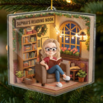 Custom Acrylic Ornament - Personalized Christmas Bookish Gifts For Book Lovers, Bookworms, Readers - This Nook Is My Happy Chapter