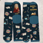 Custom Name Book Lover Gifts for Women - Personalized Middle Tube Socks