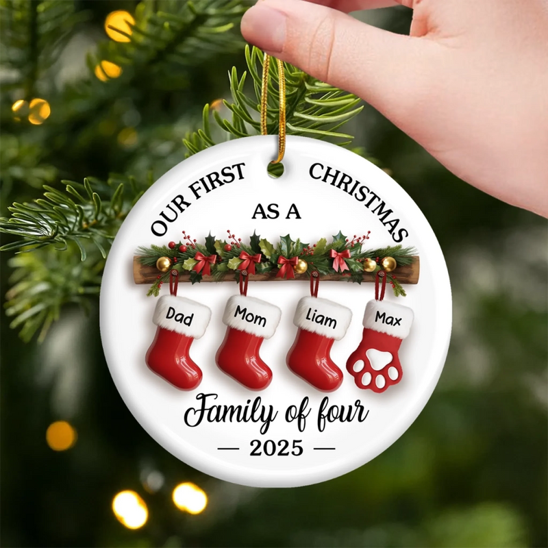 Custom Ceramic Ornament - Personalized Christmas Birthday Gifts For Mom, Dad, Brother, Sister, Kids - The Magic Lives Here