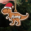 Custom Dinosaur Double Layer Wooden Ornament - Personalized Christmas Birthday Gifts For Mom, Dad, Brother, Sister, Kids - Dino Spreading Christmas Cheer