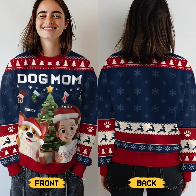 Custom Unisex Ugly Sweatshirt - Personalized  Christmas Birthday Gifts For Dog Lovers, Dog Dad And Mom - Festive Fur And Christmas Cheer