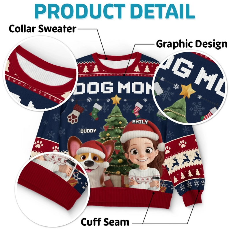 Custom Unisex Ugly Sweatshirt - Personalized  Christmas Birthday Gifts For Dog Lovers, Dog Dad And Mom - Festive Fur And Christmas Cheer