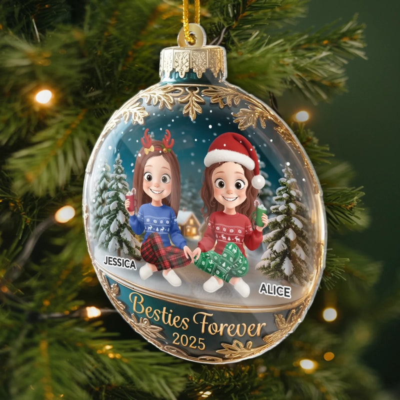 Custom Acrylic Ornament - Personalized Best Friend Christmas Birthday Gifts For Women, Besties, Sisters, BFF - Laughing Through The Holiday Magic