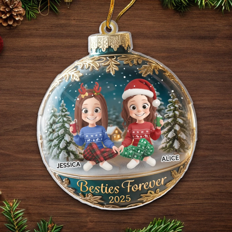 Custom Acrylic Ornament - Personalized Best Friend Christmas Birthday Gifts For Women, Besties, Sisters, BFF - Laughing Through The Holiday Magic