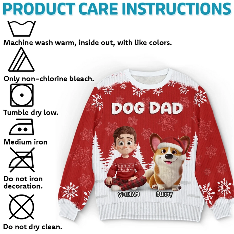 Custom Unisex Ugly Sweatshirt - Personalized  Christmas Birthday Gifts For Dog Lovers, Dog Dad And Mom - Best Christmas Wingman Ever