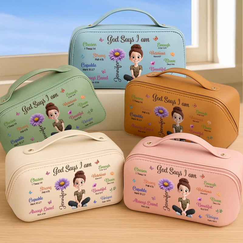 Custom PU Leather Travel Toiletry Bag - Personalized Birthday Gifts For Women, Besties, Sisters, BFF, Yourself - Ready To Go Anywhere