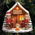 Custom Acrylic Ornament - Personalized Anniversary Christmas Wedding Gifts For Husband And Wife, Cat Mom And Dad - You, Me And The Purr Machine