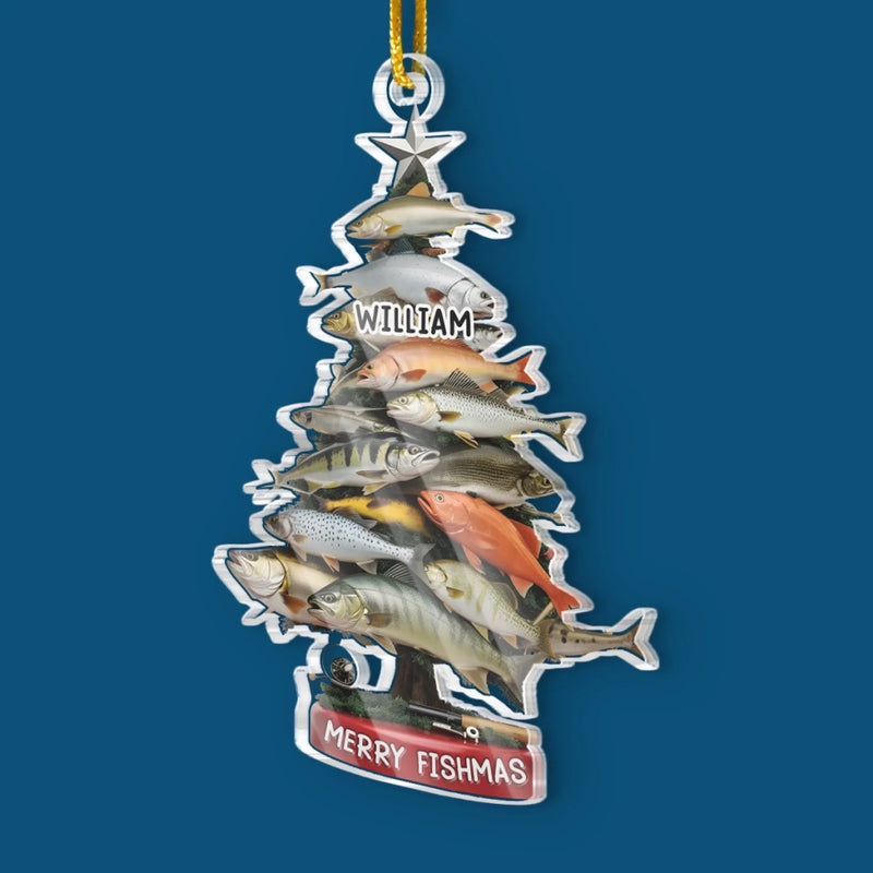 Custom Acrylic Ornament - Personalized Christmas Birthday Fishing Gifts For Fisherman - Have Yourself A Reel Merry Fishmas