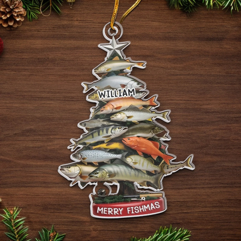 Custom Acrylic Ornament - Personalized Christmas Birthday Fishing Gifts For Fisherman - Have Yourself A Reel Merry Fishmas