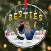 Custom Circle Glass Ornament - Personalized Best Friend Christmas Birthday Gifts For Women, Besties, Sisters, BFF - Crazy Together Since Day One