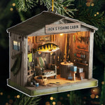 Custom Name Fishing Cabin Christmas Gifts for Anglers - Personalized Ornament