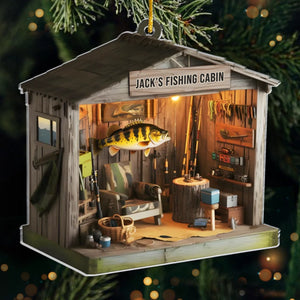 Custom Acrylic Ornament - Personalized Christmas Birthday Fishing Gifts For Fisherman - A Cabin Full Of Calm And Fish Tales
