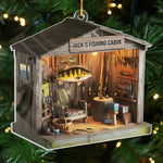 Custom Name Fishing Cabin Christmas Gifts for Anglers - Personalized Ornament