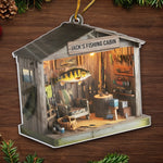 Custom Name Fishing Cabin Christmas Gifts for Anglers - Personalized Ornament