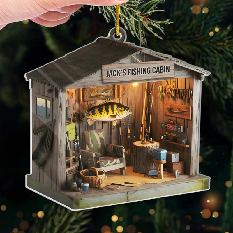 Custom Acrylic Ornament - Personalized Christmas Birthday Fishing Gifts For Fisherman - A Cabin Full Of Calm And Fish Tales
