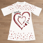 Custom Name Heart Family Gifts for Grandma - Personalized Sleep Tee