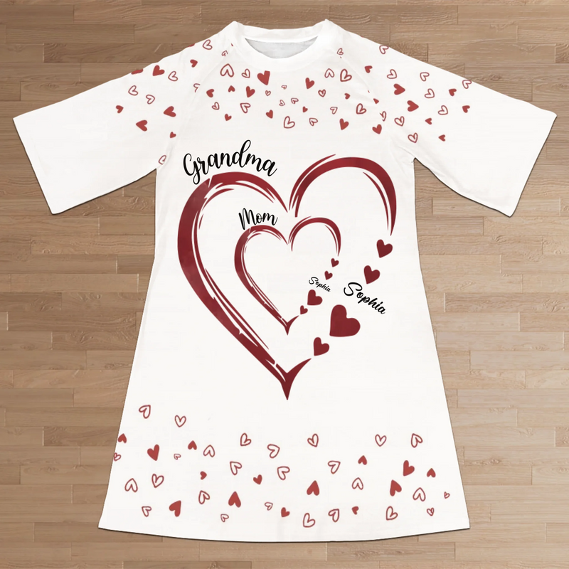 A Grandmother’s Love Is The Warmest Hug - Family Personalized Custom Women's Sleep Tee - Mother's Day Gift For Mom, Grandma