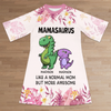 Just A Grandma Raising Little Dinosaurs - Family Personalized Custom Women's Sleep Tee - Mother's Day, Gift For Mom, Grandma