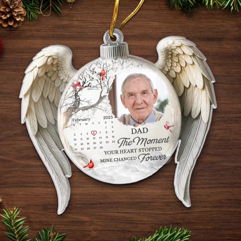 Custom Photo Cardinal Acrylic Ornament - Personalized Christmas Memorial Sympathy Gifts For Loss Of Mom, Dad - Loved Beyond Words Missed Beyond Measure