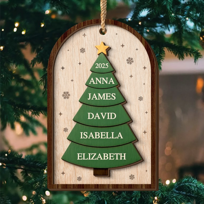 Custom Double Layer Wooden Ornament - Personalized Christmas Birthday Gifts For Mom, Dad, Brother, Sister, Kids - Our Little Family Grows