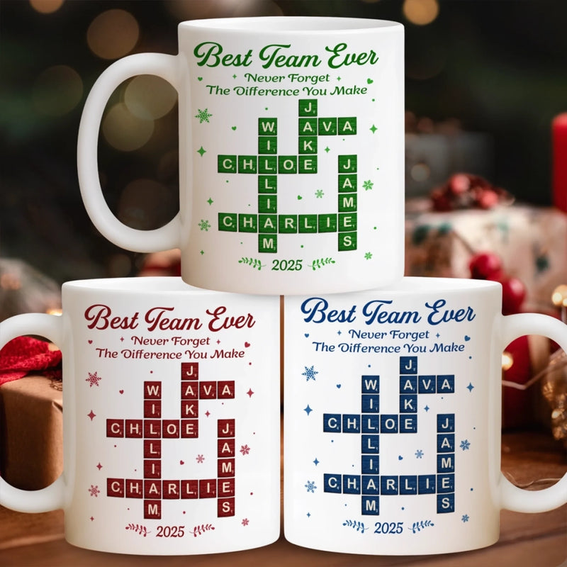 Custom Scrabble Mug - Personalized Christmas Birthday Gifts For Coworker, Work Bestie - The Dream Team, Always